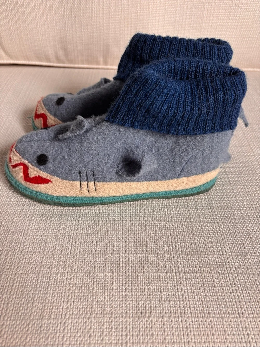 Garnet Hill Blue Shark Kids Slippers